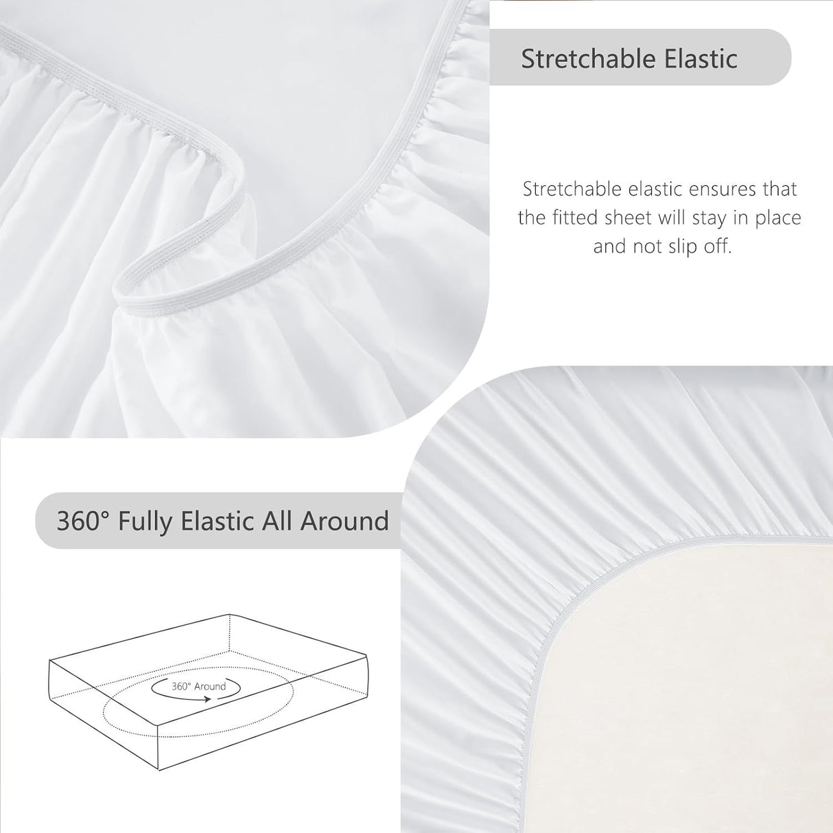 Hotel Soft Bed Sheet Set- Bedding Sheets & Pillowcases -Breathable Bedding - Wrinkle, Fade, Stain Resistant-Deep Pocket Flat Fitted Bed Sheet Set(Raw white,Single)