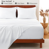 Hotel Soft Bed Sheet Set- Bedding Sheets & Pillowcases -Breathable Bedding - Wrinkle, Fade, Stain Resistant-Deep Pocket Flat Fitted Bed Sheet Set(Raw white,Single)