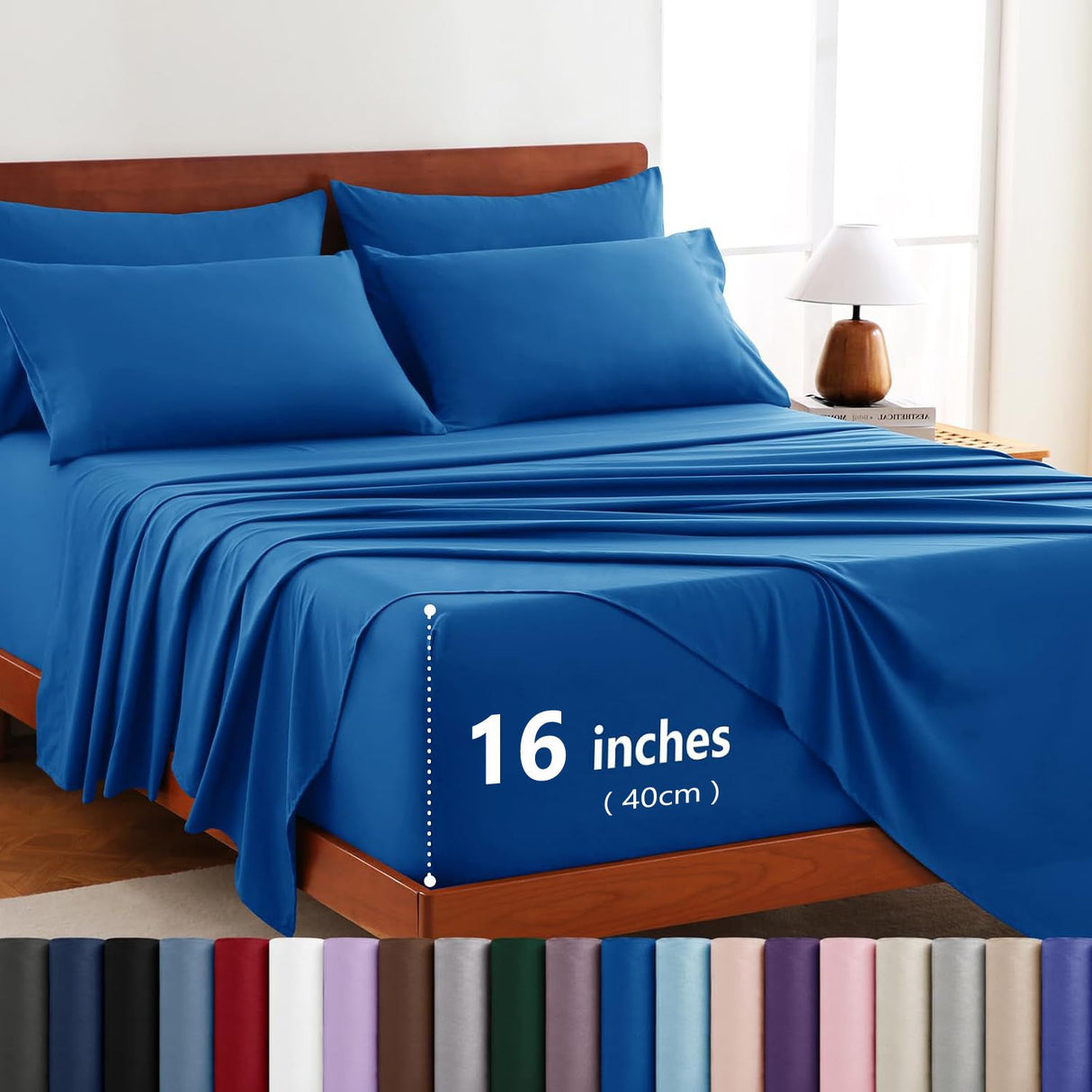 Hotel Soft Bed Sheet Set- Bedding Sheets & Pillowcases -Breathable Bedding - Wrinkle, Fade, Stain Resistant-Deep Pocket Flat Fitted Bed Sheet Set(Royal blue,Single)