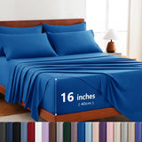 Hotel Soft Bed Sheet Set- Bedding Sheets & Pillowcases -Breathable Bedding - Wrinkle, Fade, Stain Resistant-Deep Pocket Flat Fitted Bed Sheet Set(Royal blue,Single)