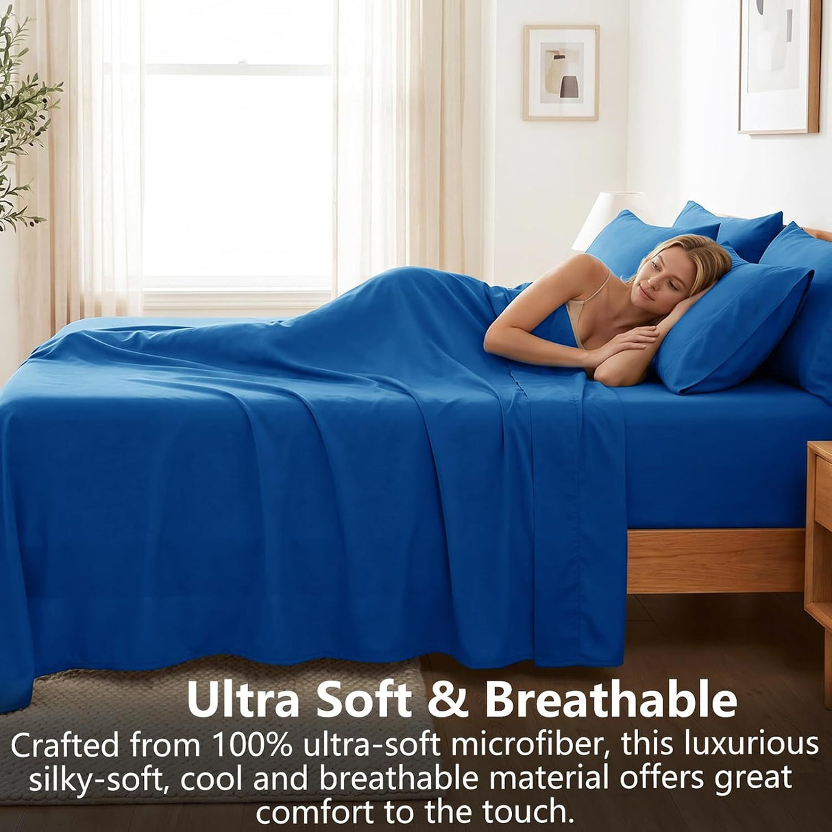 Hotel Soft Bed Sheet Set- Bedding Sheets & Pillowcases -Breathable Bedding - Wrinkle, Fade, Stain Resistant-Deep Pocket Flat Fitted Bed Sheet Set(Royal blue,Single)