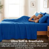 Hotel Soft Bed Sheet Set- Bedding Sheets & Pillowcases -Breathable Bedding - Wrinkle, Fade, Stain Resistant-Deep Pocket Flat Fitted Bed Sheet Set(Royal blue,Single)