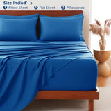 Hotel Soft Bed Sheet Set- Bedding Sheets & Pillowcases -Breathable Bedding - Wrinkle, Fade, Stain Resistant-Deep Pocket Flat Fitted Bed Sheet Set(Royal blue,Single)