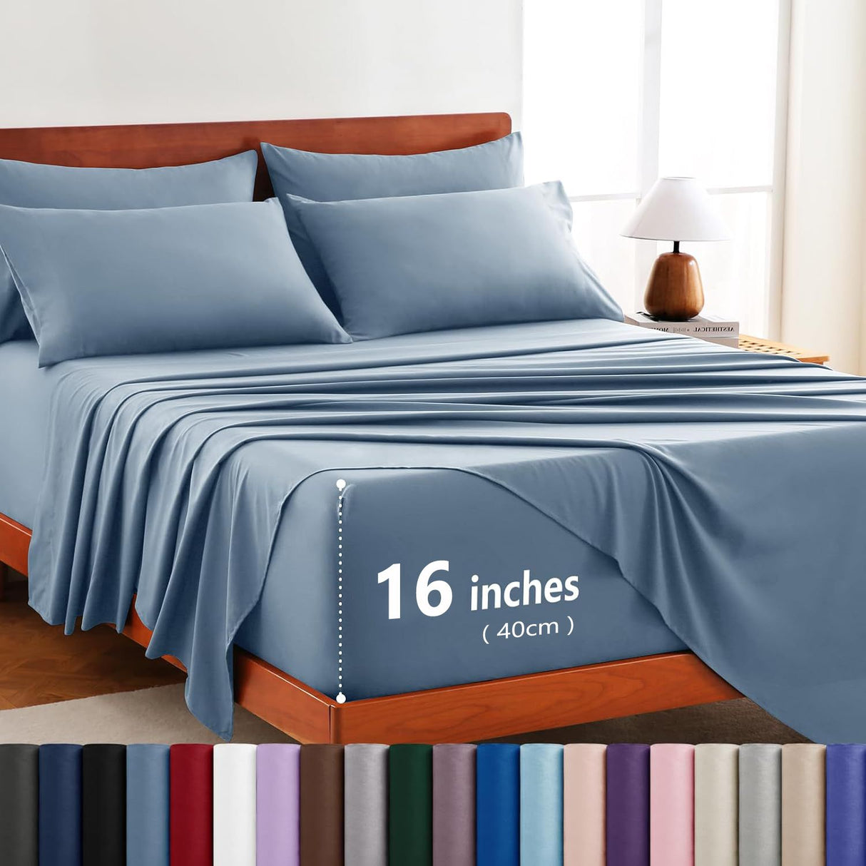 Hotel Soft Bed Sheet Set- Bedding Sheets & Pillowcases -Breathable Bedding - Wrinkle, Fade, Stain Resistant-Deep Pocket Flat Fitted Bed Sheet Set(Ocean,Single)