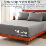 Hotel Soft Bed Sheet Set- Bedding Sheets & Pillowcases -Breathable Bedding - Wrinkle, Fade, Stain Resistant-Deep Pocket Flat Fitted Bed Sheet Set(Grey,Single)