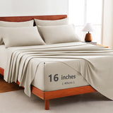 Hotel Soft Bed Sheet Set- Bedding Sheets & Pillowcases -Breathable Bedding - Wrinkle, Fade, Stain Resistant-Deep Pocket Flat Fitted Bed Sheet Set(Cream White,Single)