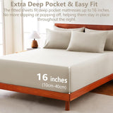 Hotel Soft Bed Sheet Set- Bedding Sheets & Pillowcases -Breathable Bedding - Wrinkle, Fade, Stain Resistant-Deep Pocket Flat Fitted Bed Sheet Set(Cream White,Single)