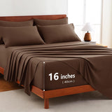 Hotel Soft Bed Sheet Set- Bedding Sheets & Pillowcases -Breathable Bedding - Wrinkle, Fade, Stain Resistant-Deep Pocket Flat Fitted Bed Sheet Set(Chocolate,Single)