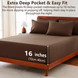 Hotel Soft Bed Sheet Set- Bedding Sheets & Pillowcases -Breathable Bedding - Wrinkle, Fade, Stain Resistant-Deep Pocket Flat Fitted Bed Sheet Set(Chocolate,Single)