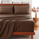 Hotel Soft Bed Sheet Set- Bedding Sheets & Pillowcases -Breathable Bedding - Wrinkle, Fade, Stain Resistant-Deep Pocket Flat Fitted Bed Sheet Set(Chocolate,Single)