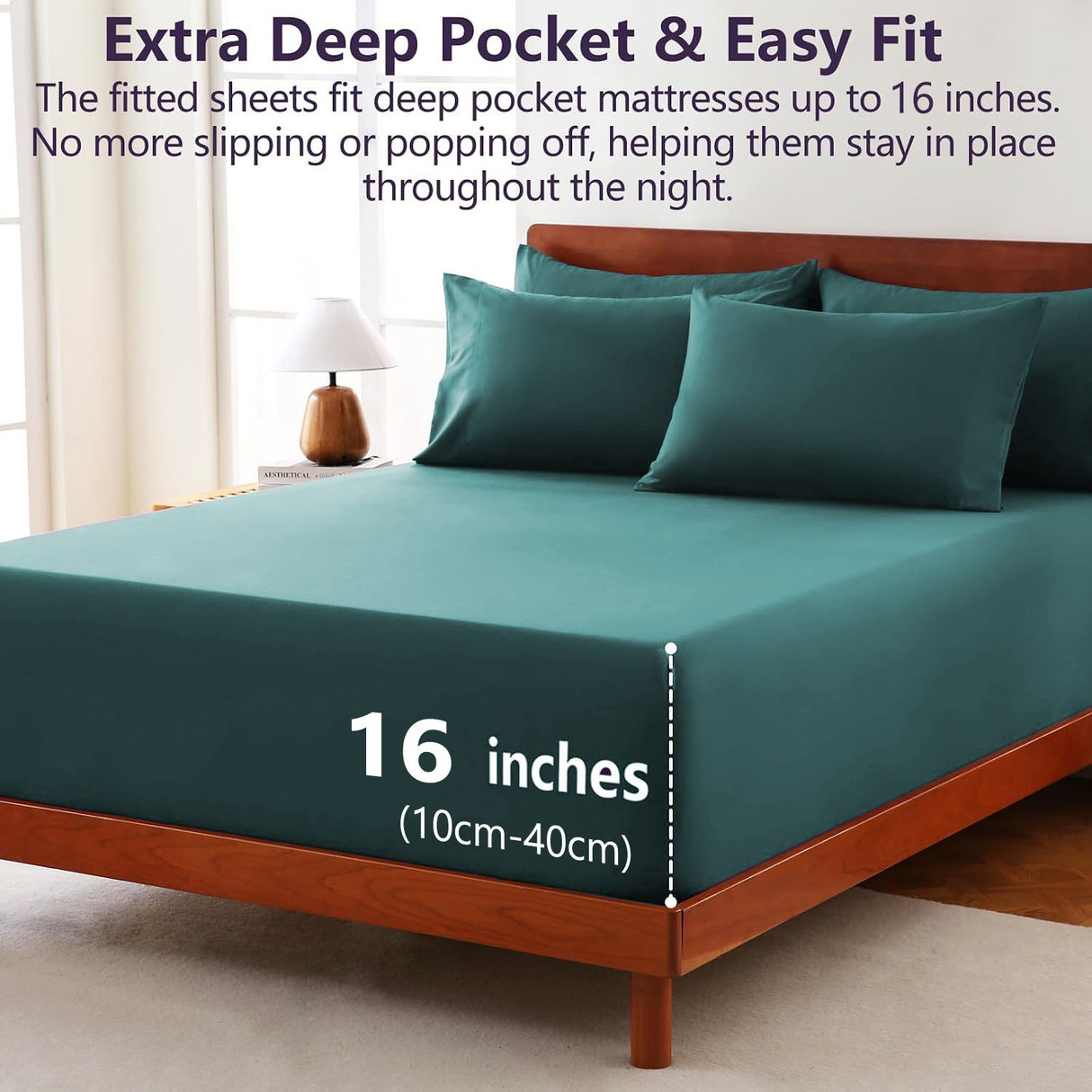 Hotel Soft Bed Sheet Set- Bedding Sheets & Pillowcases -Breathable Bedding - Wrinkle, Fade, Stain Resistant-Deep Pocket Flat Fitted Bed Sheet Set(Biscay blue,Single)