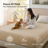 Hotel Soft Bed Sheet Set- Bedding Sheets & Pillowcases -Breathable Bedding - Wrinkle, Fade, Stain Resistant-Deep Pocket Flat Fitted Bed Sheet Set(Camel Beige,Single)