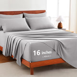 Hotel Soft Bed Sheet Set- Bedding Sheets & Pillowcases -Breathable Bedding - Wrinkle, Fade, Stain Resistant-Deep Pocket Flat Fitted Bed Sheet Set(Silver-gray,Single)