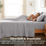 Hotel Soft Bed Sheet Set- Bedding Sheets & Pillowcases -Breathable Bedding - Wrinkle, Fade, Stain Resistant-Deep Pocket Flat Fitted Bed Sheet Set(Silver-gray,Single)
