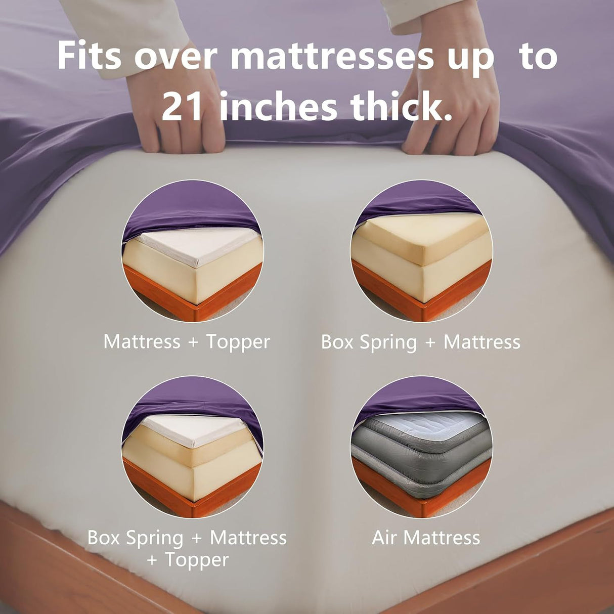 Hotel Soft Bed Sheet Set- Bedding Sheets & Pillowcases -Breathable Bedding - Wrinkle, Fade, Stain Resistant-Deep Pocket Flat Fitted Bed Sheet Set(Purple,Single)
