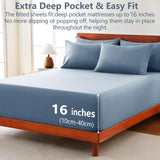 Hotel Soft Bed Sheet Set- Bedding Sheets & Pillowcases -Breathable Bedding - Wrinkle, Fade, Stain Resistant-Deep Pocket Flat Fitted Bed Sheet Set(Ocean,Super King)