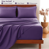 Hotel Soft Bed Sheet Set- Bedding Sheets & Pillowcases -Breathable Bedding - Wrinkle, Fade, Stain Resistant-Deep Pocket Flat Fitted Bed Sheet Set(Purple,Super King)