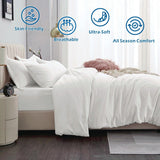 3 Piece Hotel Soft Microfiber Quilt Cover Set-2000TC Duvet/Donna Cover Set & Pillowcases -1 Quilt Cover Zipper Closure & 1 x Pillowcases-Breathable Bedding - Wrinkle, Fade, Stain Resistant(Raw white,Double)