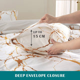 3 Piece Hotel Soft Microfiber Quilt Cover Set-2000TC Duvet/Donna Cover Set & Pillowcases -1 Quilt Cover Zipper Closure & 1 x Pillowcases-Breathable Bedding - Wrinkle, Fade, Stain Resistant(Marble Gleam,Double)