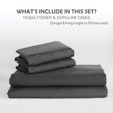 3 Piece Hotel Soft Microfiber Quilt Cover Set-2000TC Duvet/Donna Cover Set & Pillowcases -1 Quilt Cover Zipper Closure & 1 x Pillowcases-Breathable Bedding - Wrinkle, Fade, Stain Resistant(Dark gray,Double)