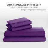 3 Piece Hotel Soft Microfiber Quilt Cover Set-2000TC Duvet/Donna Cover Set & Pillowcases -1 Quilt Cover Zipper Closure & 1 x Pillowcases-Breathable Bedding - Wrinkle, Fade, Stain Resistant(Purple,Double)
