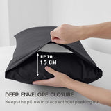 3 Piece Fitted Sheet Set- Fitted Sheet & Pillowcases -Breathable Bedding - Wrinkle, Fade, Stain Resistant- 40cm Deep Pocket Fitted Bed Sheet Set(Black,Double)
