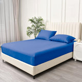 3 Piece Fitted Sheet Set- Fitted Sheet & Pillowcases -Breathable Bedding - Wrinkle, Fade, Stain Resistant- 40cm Deep Pocket Fitted Bed Sheet Set(Royal blue,Double)