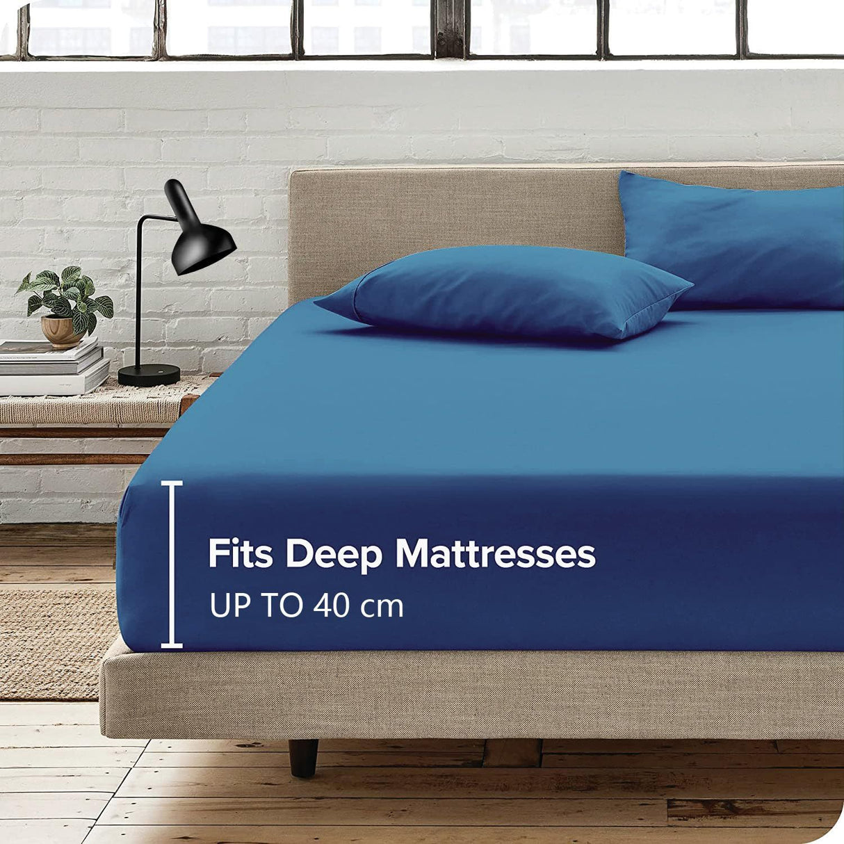 3 Piece Fitted Sheet Set- Fitted Sheet & Pillowcases -Breathable Bedding - Wrinkle, Fade, Stain Resistant- 40cm Deep Pocket Fitted Bed Sheet Set(Ocean,Double)