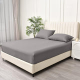 3 Piece Fitted Sheet Set- Fitted Sheet & Pillowcases -Breathable Bedding - Wrinkle, Fade, Stain Resistant- 40cm Deep Pocket Fitted Bed Sheet Set(Grey,Double)