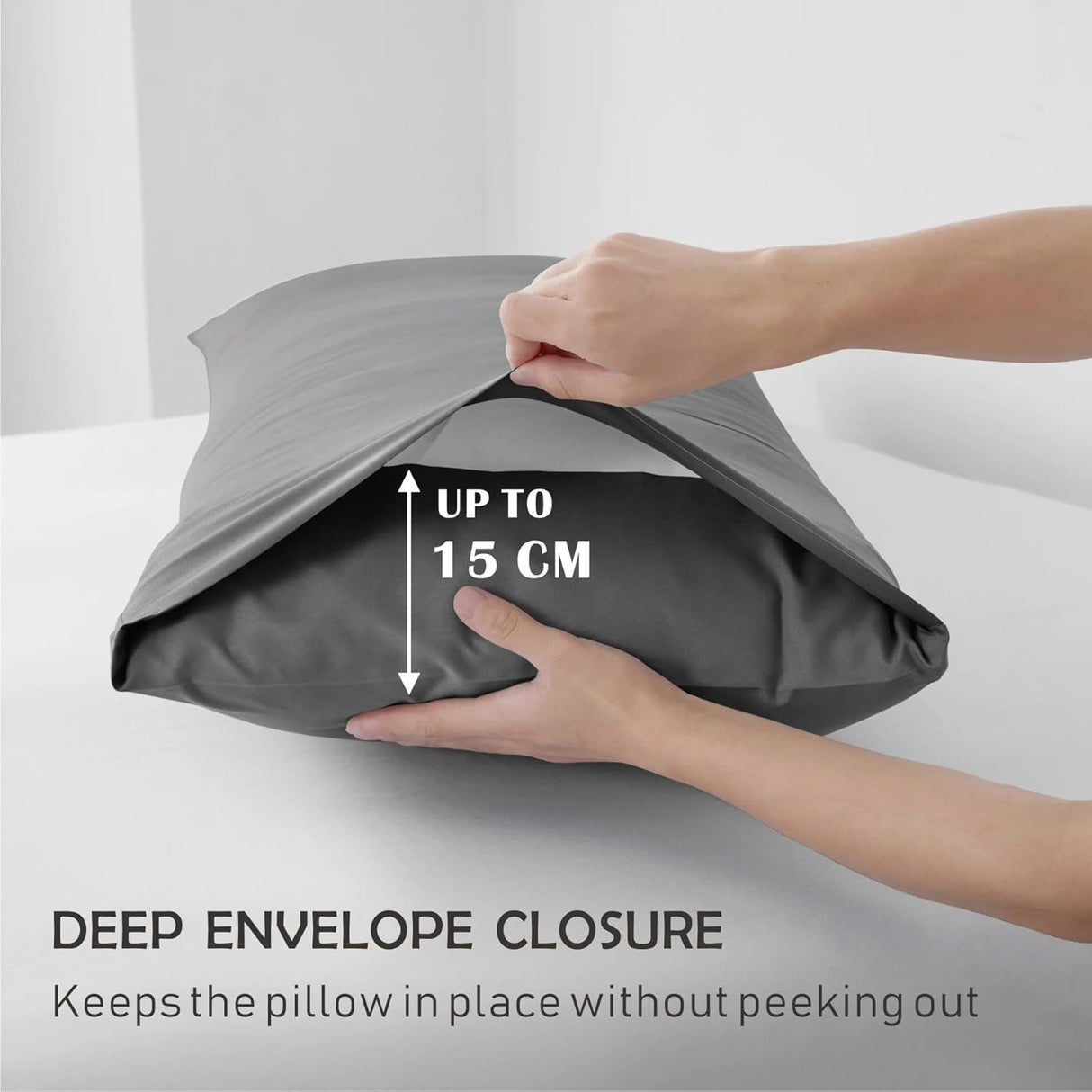 3 Piece Fitted Sheet Set- Fitted Sheet & Pillowcases -Breathable Bedding - Wrinkle, Fade, Stain Resistant- 40cm Deep Pocket Fitted Bed Sheet Set(Grey,Double)