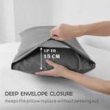 3 Piece Fitted Sheet Set- Fitted Sheet & Pillowcases -Breathable Bedding - Wrinkle, Fade, Stain Resistant- 40cm Deep Pocket Fitted Bed Sheet Set(Grey,Double)
