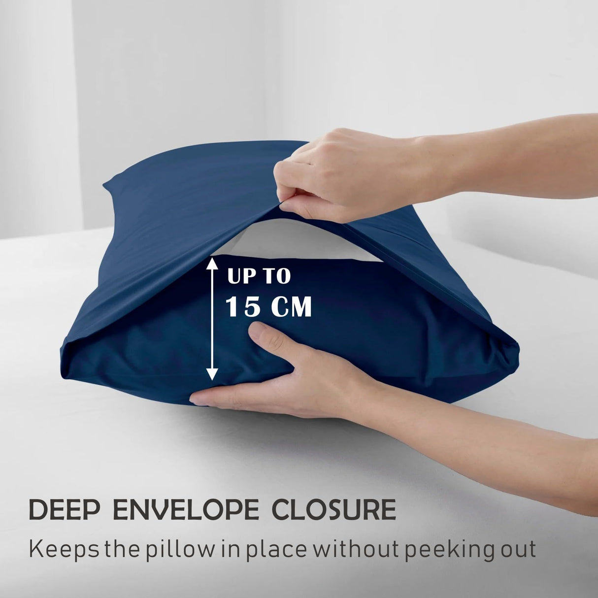 3 Piece Fitted Sheet Set- Fitted Sheet & Pillowcases -Breathable Bedding - Wrinkle, Fade, Stain Resistant- 40cm Deep Pocket Fitted Bed Sheet Set(Navy,Double)