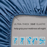 3 Piece Fitted Sheet Set- Fitted Sheet & Pillowcases -Breathable Bedding - Wrinkle, Fade, Stain Resistant- 40cm Deep Pocket Fitted Bed Sheet Set(Navy,Double)