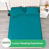 3 Piece Fitted Sheet Set- Fitted Sheet & Pillowcases -Breathable Bedding - Wrinkle, Fade, Stain Resistant- 40cm Deep Pocket Fitted Bed Sheet Set(Biscay blue,Double)