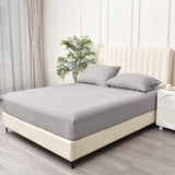 3 Piece Fitted Sheet Set- Fitted Sheet & Pillowcases -Breathable Bedding - Wrinkle, Fade, Stain Resistant- 40cm Deep Pocket Fitted Bed Sheet Set(Silver-gray,Double)
