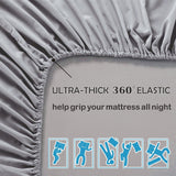 3 Piece Fitted Sheet Set- Fitted Sheet & Pillowcases -Breathable Bedding - Wrinkle, Fade, Stain Resistant- 40cm Deep Pocket Fitted Bed Sheet Set(Silver-gray,Double)