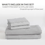 3 Piece Fitted Sheet Set- Fitted Sheet & Pillowcases -Breathable Bedding - Wrinkle, Fade, Stain Resistant- 40cm Deep Pocket Fitted Bed Sheet Set(Silver-gray,Double)