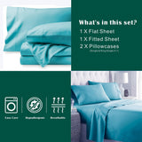 4 Piece Bed Sheet Set- Bedding Sheets & Pillowcases -Breathable Bedding - Wrinkle, Fade, Stain Resistant-Deep Pocket Flat Fitted Bed Sheet Set(Ice Blue,Double)