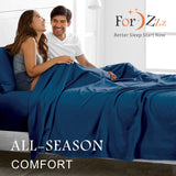 4 Piece Bed Sheet Set- Bedding Sheets & Pillowcases -Breathable Bedding - Wrinkle, Fade, Stain Resistant-Deep Pocket Flat Fitted Bed Sheet Set(Navy,Double)