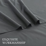 4 Piece Bed Sheet Set- Bedding Sheets & Pillowcases -Breathable Bedding - Wrinkle, Fade, Stain Resistant-Deep Pocket Flat Fitted Bed Sheet Set(Dark gray,Double)