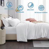 3 Piece Hotel Soft Microfiber Quilt Cover Set-2000TC Duvet/Donna Cover Set & Pillowcases -1 Quilt Cover Zipper Closure & 1 x Pillowcases-Breathable Bedding - Wrinkle, Fade, Stain Resistant(White,King)