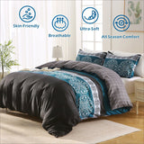 3 Piece Hotel Soft Microfiber Quilt Cover Set-2000TC Duvet/Donna Cover Set & Pillowcases -1 Quilt Cover Zipper Closure & 1 x Pillowcases-Breathable Bedding - Wrinkle, Fade, Stain Resistant(Bohemian,King)