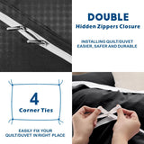 3 Piece Hotel Soft Microfiber Quilt Cover Set-2000TC Duvet/Donna Cover Set & Pillowcases -1 Quilt Cover Zipper Closure & 1 x Pillowcases-Breathable Bedding - Wrinkle, Fade, Stain Resistant(Black,King)