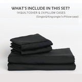 3 Piece Hotel Soft Microfiber Quilt Cover Set-2000TC Duvet/Donna Cover Set & Pillowcases -1 Quilt Cover Zipper Closure & 1 x Pillowcases-Breathable Bedding - Wrinkle, Fade, Stain Resistant(Black,King)