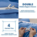 3 Piece Hotel Soft Microfiber Quilt Cover Set-2000TC Duvet/Donna Cover Set & Pillowcases -1 Quilt Cover Zipper Closure & 1 x Pillowcases-Breathable Bedding - Wrinkle, Fade, Stain Resistant(Ocean,King)