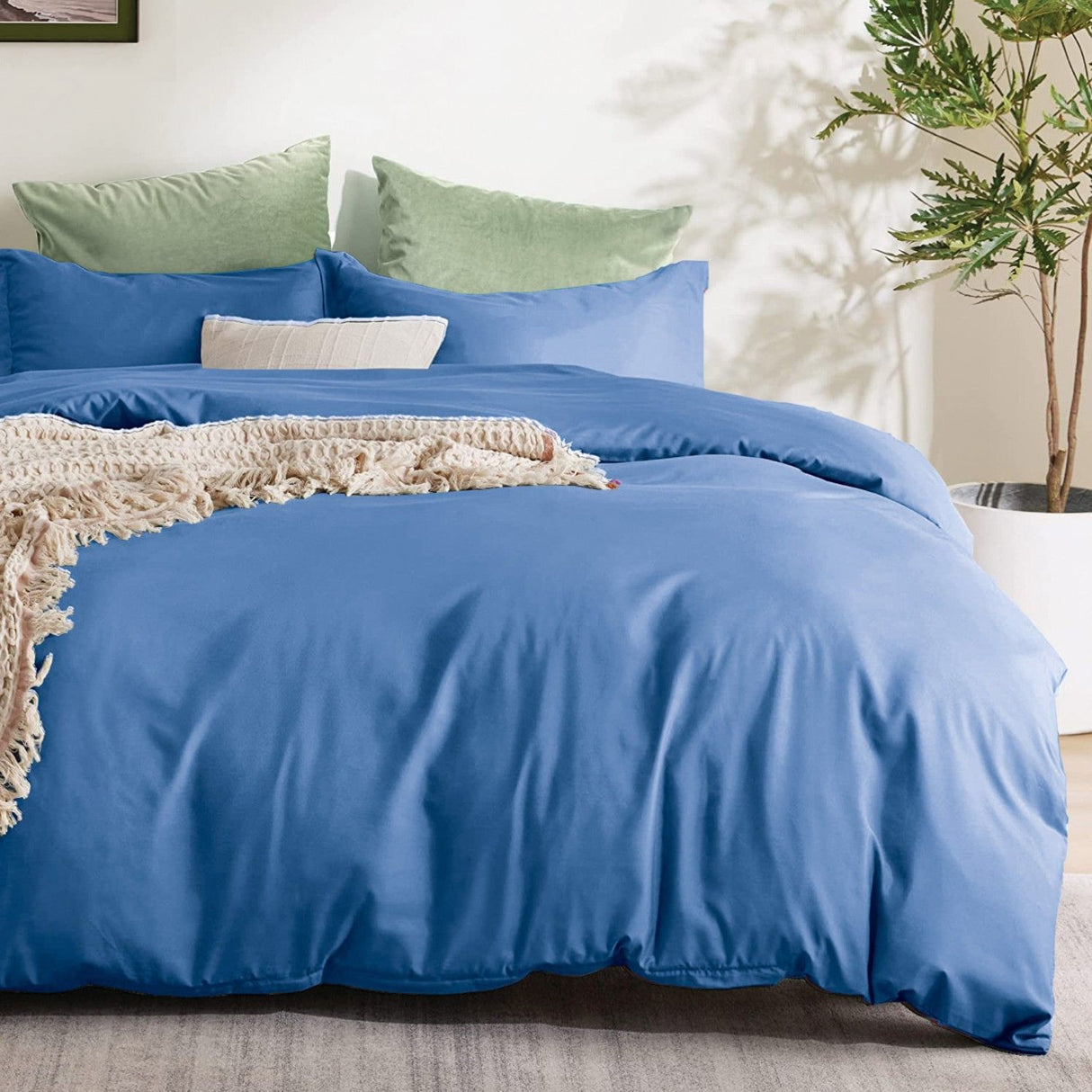3 Piece Hotel Soft Microfiber Quilt Cover Set-2000TC Duvet/Donna Cover Set & Pillowcases -1 Quilt Cover Zipper Closure & 1 x Pillowcases-Breathable Bedding - Wrinkle, Fade, Stain Resistant(Ocean,King)