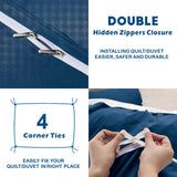 3 Piece Hotel Soft Microfiber Quilt Cover Set-2000TC Duvet/Donna Cover Set & Pillowcases -1 Quilt Cover Zipper Closure & 1 x Pillowcases-Breathable Bedding - Wrinkle, Fade, Stain Resistant(Navy,King)