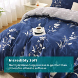 3 Piece Hotel Soft Microfiber Quilt Cover Set-2000TC Duvet/Donna Cover Set & Pillowcases -1 Quilt Cover Zipper Closure & 1 x Pillowcases-Breathable Bedding - Wrinkle, Fade, Stain Resistant(Navy Floral,King)
