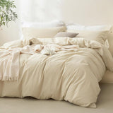 3 Piece Hotel Soft Microfiber Quilt Cover Set-2000TC Duvet/Donna Cover Set & Pillowcases -1 Quilt Cover Zipper Closure & 1 x Pillowcases-Breathable Bedding - Wrinkle, Fade, Stain Resistant(Cream White,King)