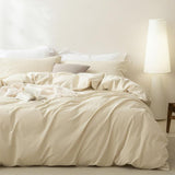 3 Piece Hotel Soft Microfiber Quilt Cover Set-2000TC Duvet/Donna Cover Set & Pillowcases -1 Quilt Cover Zipper Closure & 1 x Pillowcases-Breathable Bedding - Wrinkle, Fade, Stain Resistant(Cream White,King)